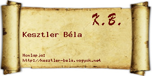 Kesztler Béla névjegykártya