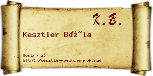 Kesztler Béla névjegykártya